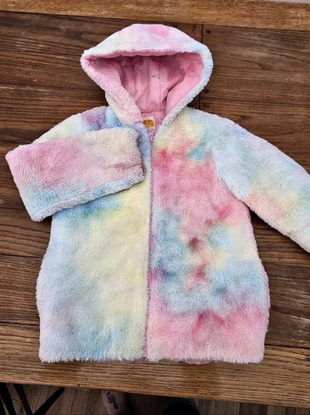 C&C California Kids Faux Fur Tie-Dye Jacket